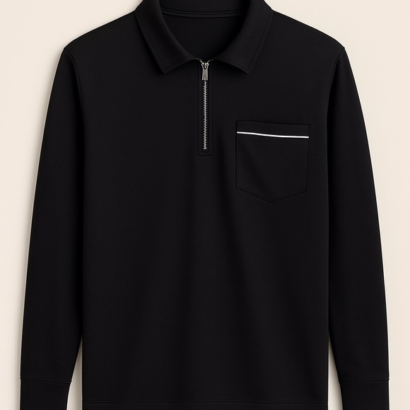 Tilted 3071 Other - Men’s Tilted 3071 Black Quarter-Zip Long Sleeve Polo – Size XXL​​​